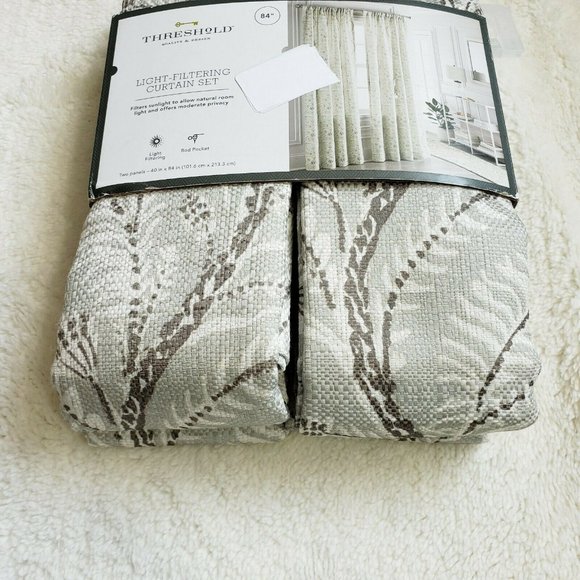 Threshold Neutral Climbing Floral Curtains 84" - Picture 5 of 5